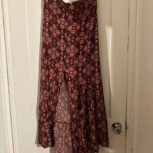 EARTHBOUND Burgundy Floral Maxi Skirt